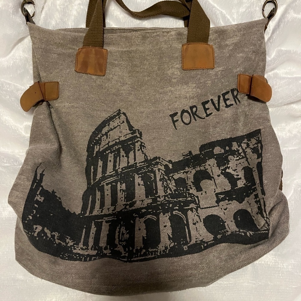 Rome Canvas Tote Shoulder Bag with Detachable Strap - Picture 4 of 5